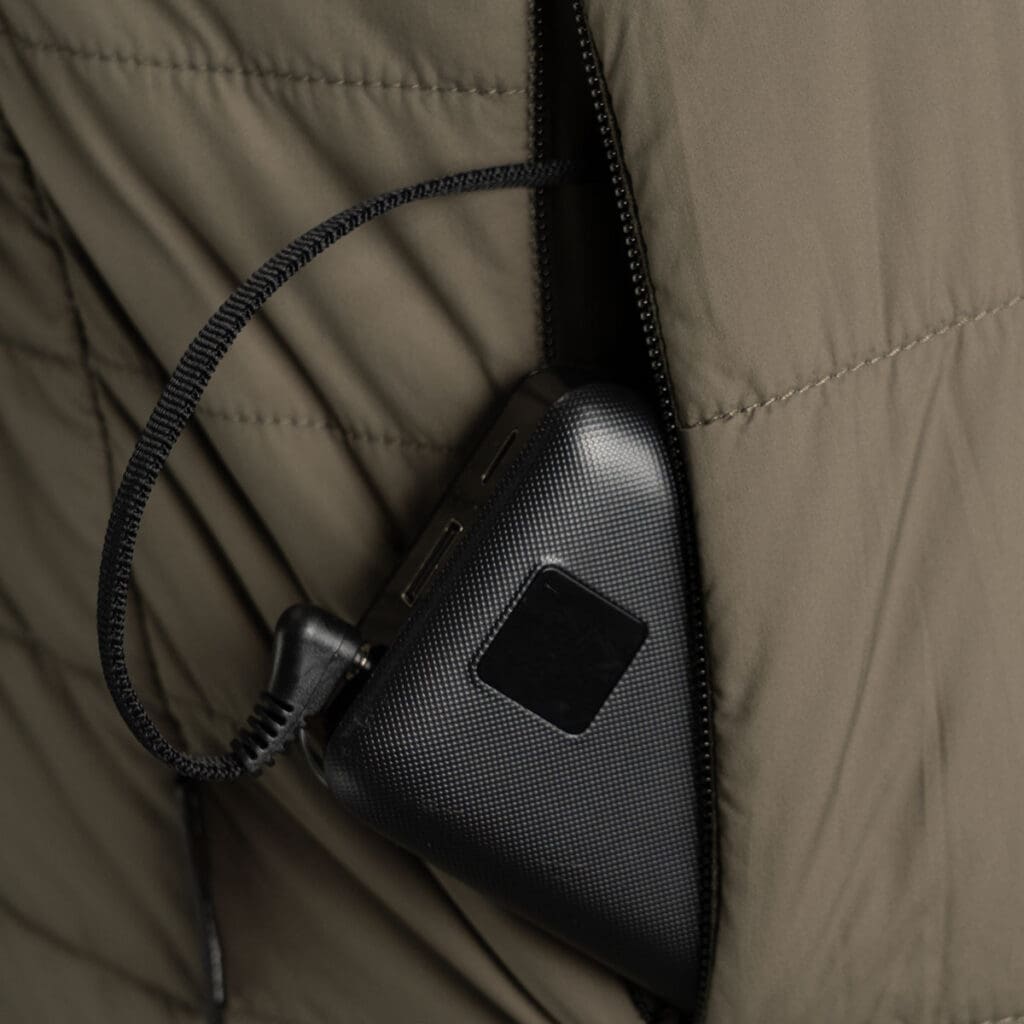 DC connector for power supply inside pocket